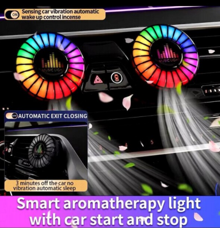 Odorizante Auto - Odorizant Auto Lumini Led RGB care ritmeaza pe muzica, prindere grila, incarcare USB