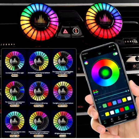 Odorizant Auto Lumini Led RGB care ritmeaza pe muzica, prindere grila, incarcare USB [2]