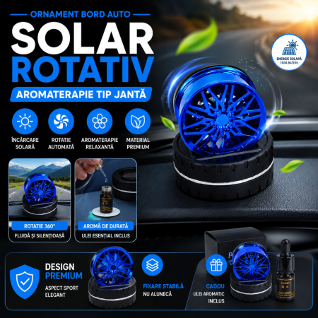 Ornamente Auto - Ornament bord auto solar rotativ aromaterapie tip janta