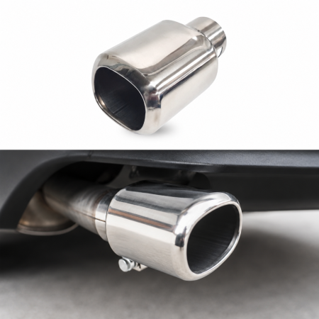 Ornamente Toba Auto - Ornament toba esapament inox oval 7x6 cm Ø 5.5 cm cu colier HJ-B009