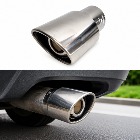 Ornamente Toba Auto - Ornament toba esapament inox oval Ø 6.3 cm cu colier AD667