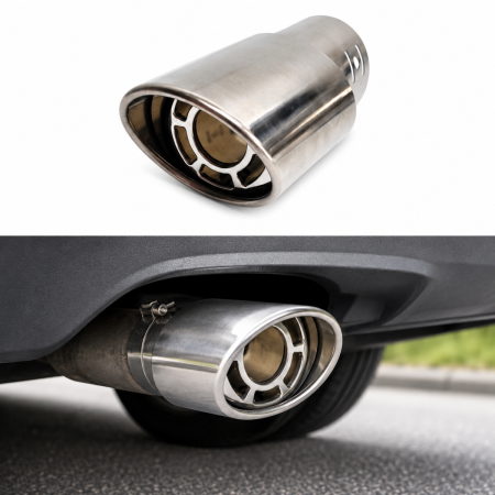 Ornamente Toba Auto - Ornament toba esapament inox oval Ø 6.3 cm cu colier AD669