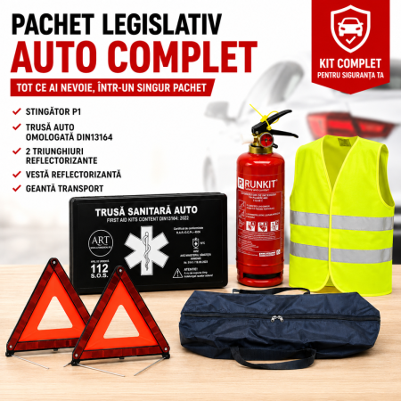 ACCESORII AUTO - Pachet legislativ auto complet cu stingator P1 si trusa DIN13164