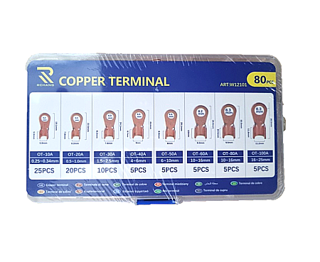 Papuci / Conectori Electrici - Terminal conectori cupru 80 piese