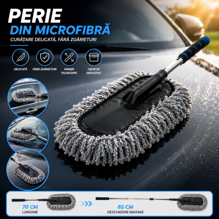 Accesorii Curatare Auto - Perie curatare auto din microfibra cu maner telescopic reglabil 85 cm