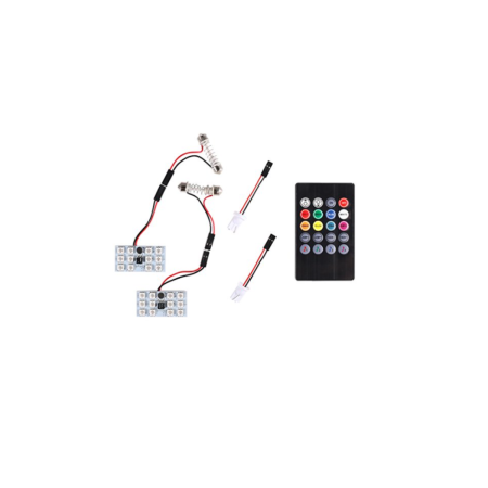 Becuri Led Sofit - Becuri Sofit 12 SMD & T10 Led cu telecomanda RGB 12V iluminare plafon auto