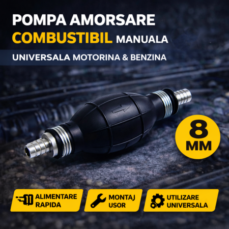 Pompa Transfer Combustibil - Pompa amorsare combustibil manuala 8 mm universala pentru motorina si benzina tip para cu sens curgere