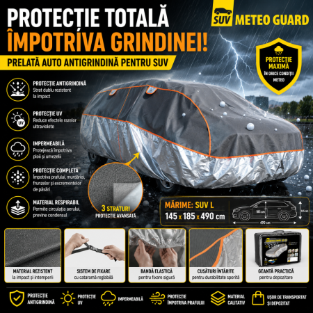 Accesorii Sezon Rece - Prelata auto antigrindina Prelata auto antigrindina SUV Meteo Guard MG-SUV-L 145x185x490 cmSUV Meteo Guard MG-SUV-L 145x185x490 cm husa protectie grindina masina