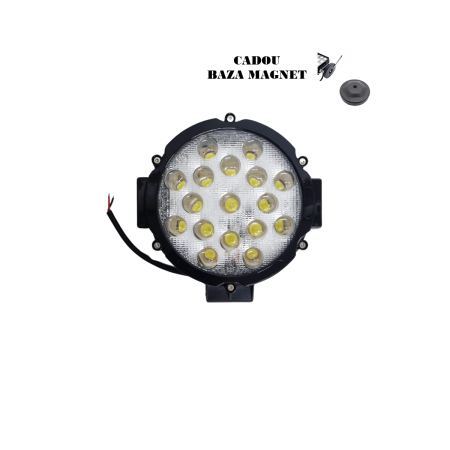 Proiectoare Auto - Proiector 17 LED Spot Beam 30° 51W Vision 5D 12V-24V + CADOU Baza Magnet