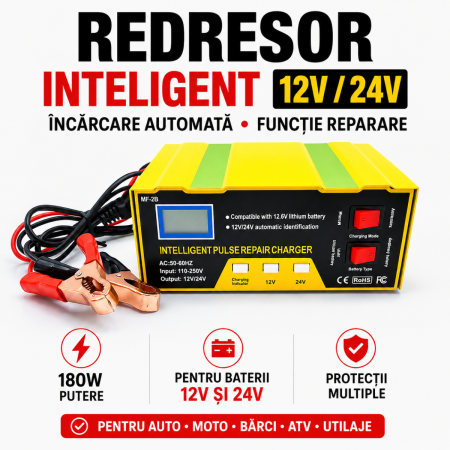 Redresoare Auto - Redresor baterie auto inteligent 12V 24V cu protectii