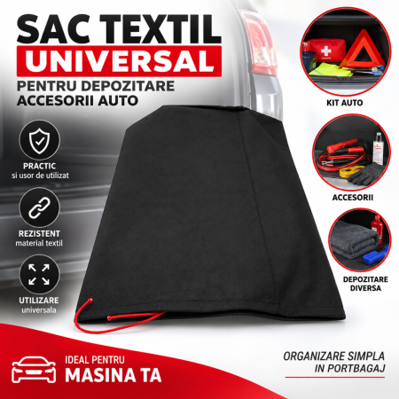 Accesorii Siguranta Auto - Sac Textil Universal pentru Depozitare Accesorii Auto