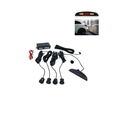 Senzori Parcare Auto - Senzori parcare 18 mm cu mufe si display digital cu afisaj si sunet Negru Lucios / Gri / Alb 12V