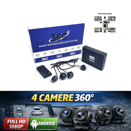 Camere auto & Sisteme de Parcare - Sistem camere auto 360 panoramic 1080P HD pentru Android, 4 camere auto