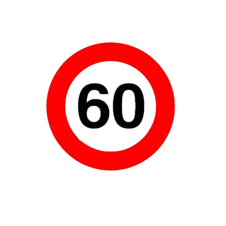 Limitare de viteza - Sticker limita de viteza 60 km/h 14x14 cm auto