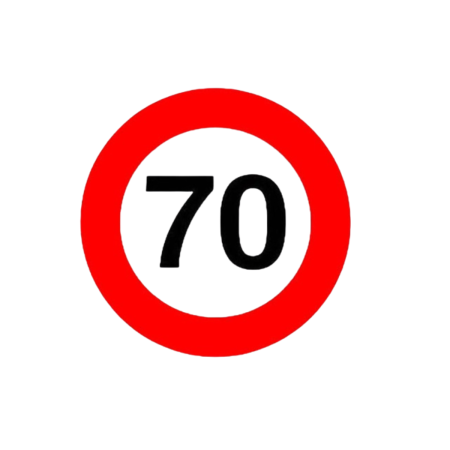 Limitare de viteza - Sticker limita de viteza 70 km/h 14x14 cm auto