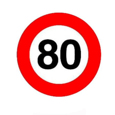 Limitare de viteza - Sticker limita de viteza 80 km/h 14x14 cm auto