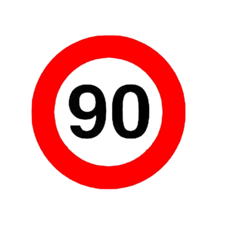 Limitare de viteza - Sticker limita de viteza 90 km/h 14x14 cm auto
