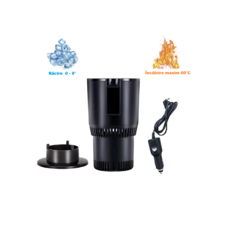 Cana Fierbere / Racire - Suport recipient Încălzire & Răcire, cu Display si Ecran tactil, Alimentare bricheta 12V