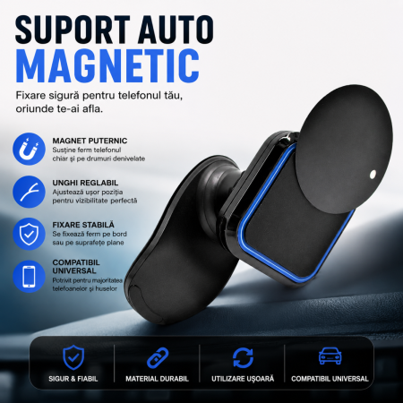 Suport telefon auto magnetic patrat pentru grila ventilatie universal [0]