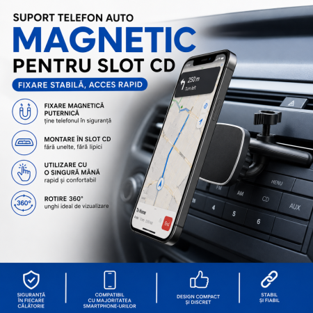 Suporti Telefon Auto - Suport telefon auto magnetic universal pentru slot CD