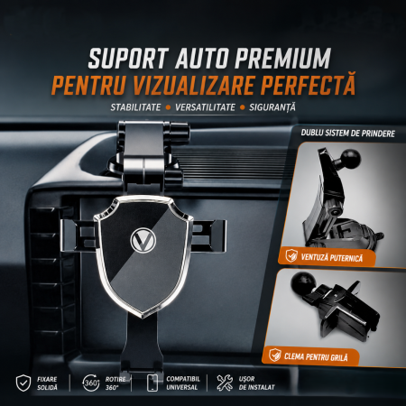 Suporti Telefon Auto - Suport telefon auto MI2 cu prindere ventuza si grila ventilatie