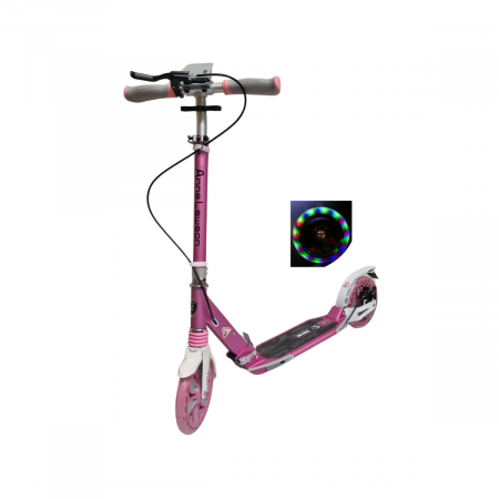 Trotineta pliabila cu Frana pe Disc, Suspensie Roata, LED-uri, ajustabila 100 kg ROZ [0]