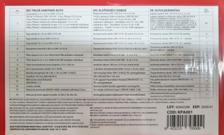 Trusa Sanitara Auto Carguard DIN13164 [1]
