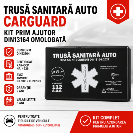 Trusa sanitara auto Carguard kit prim ajutor DIN13164 omologata [0]