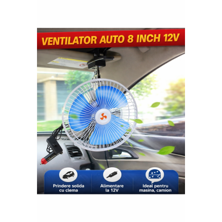 Ventilator Auto - Ventilator auto 8 inch 12V cu prindere clema pentru masina camion rulota