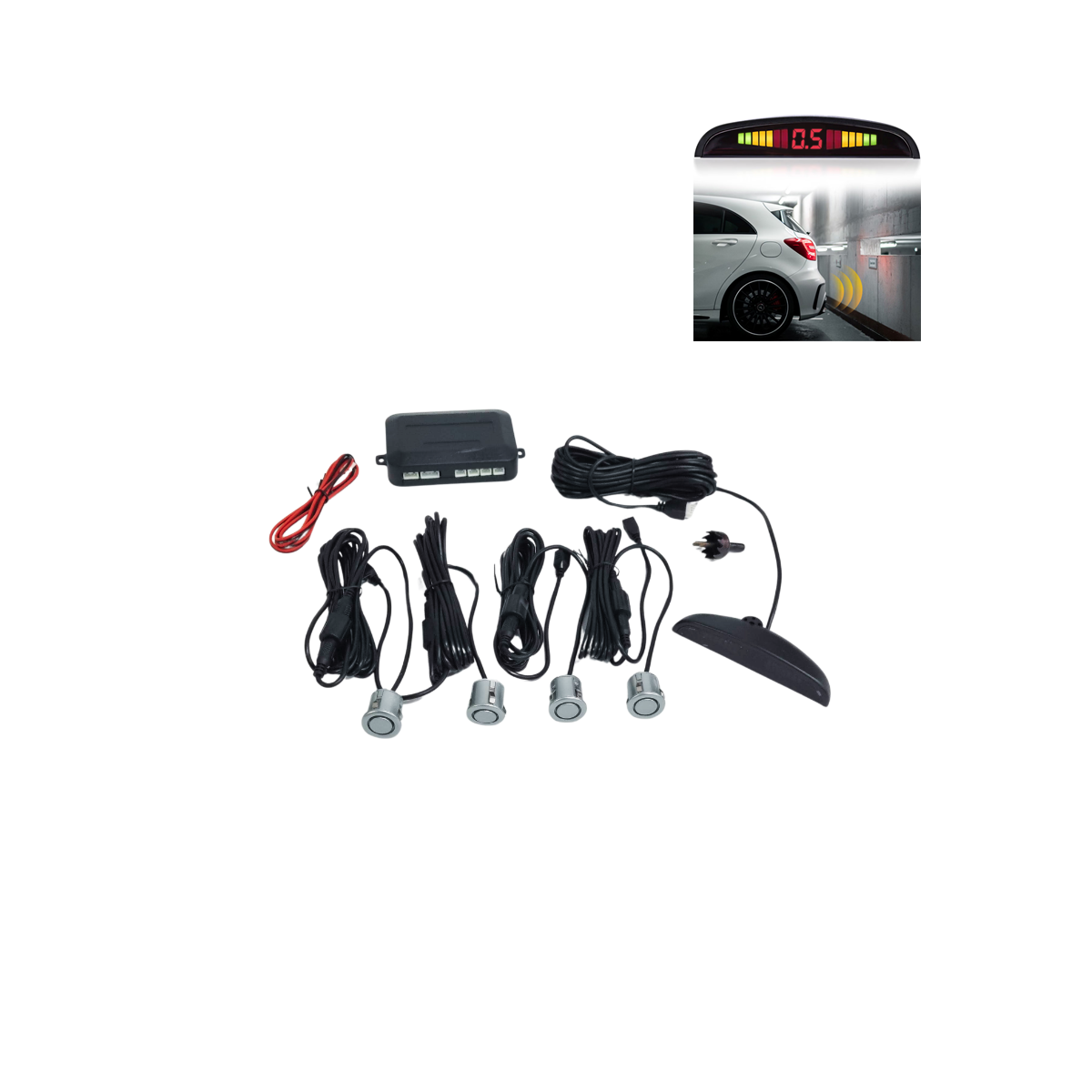 Senzori parcare auto 18 mm display digital si sunet mufe interconectabile plug & play 12V universali