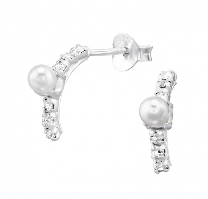 Cercei Silver Ear Studs With Pearls [1]