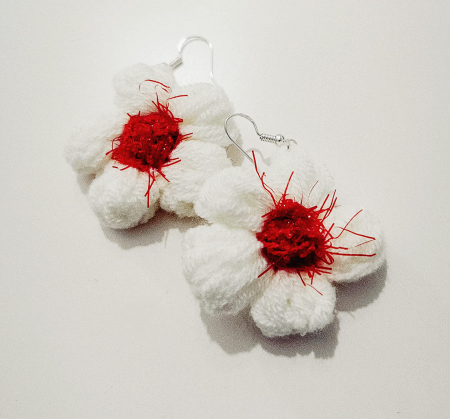 Bijuterii si accesorii copii - Cercei Crosetati Red Flower