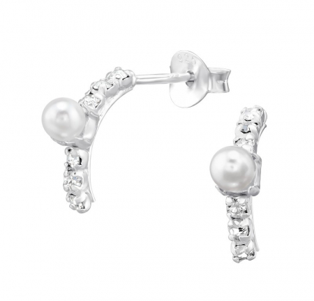 Cercei - Cercei Silver Ear Studs With Pearls