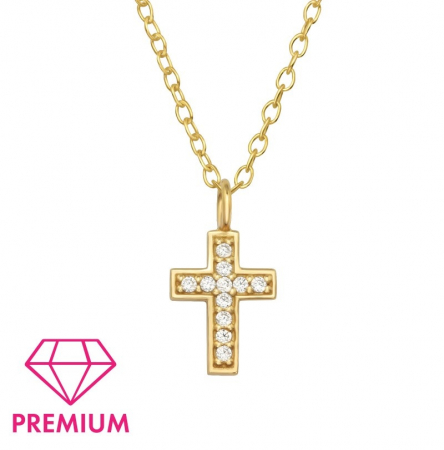 Coliere - Lant Cruce Strasuri Gold