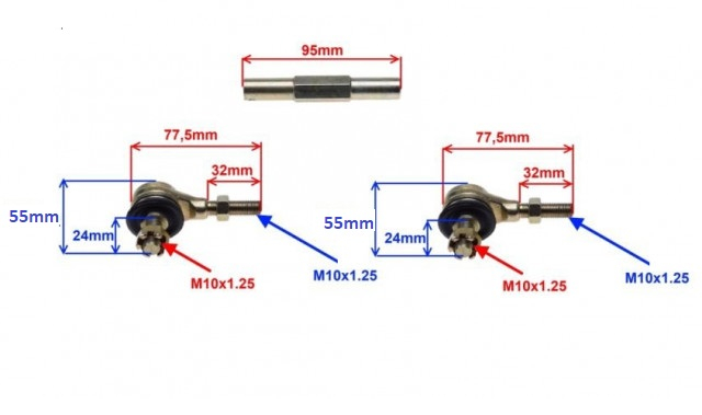 Biela Directie + Capete Bara ATV 50cc 70cc 90cc - 10mm [2]