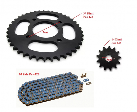 Kit Pinioane + Lant Transmisie ATV 125cc 150cc - 428 - 64 zale - 128 nituri [1]