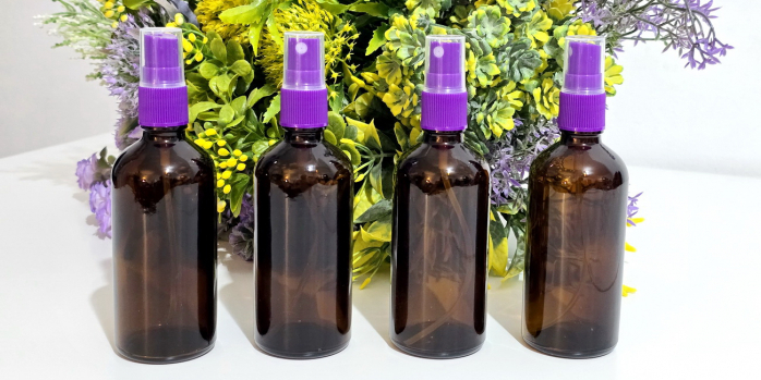 Sticle brune cu pulverizator mov 100ml