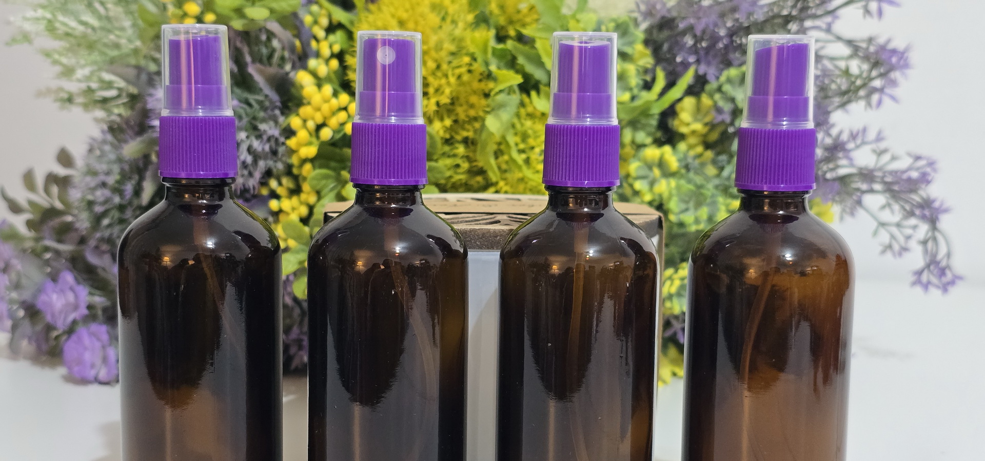 Sticle brune cu pulverizator mov 100ml