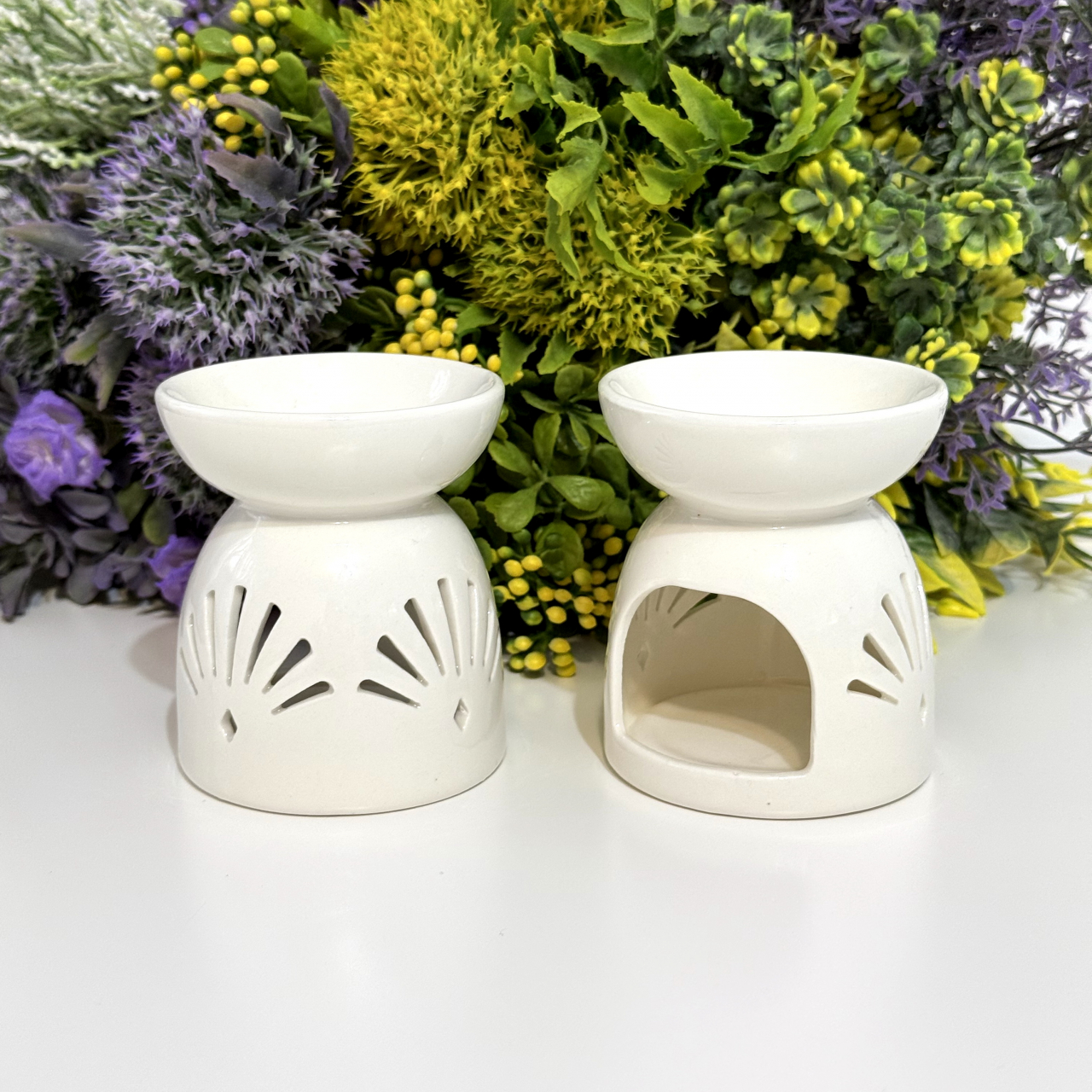 Candela din ceramica alba 8.5cm x 7cm [5]