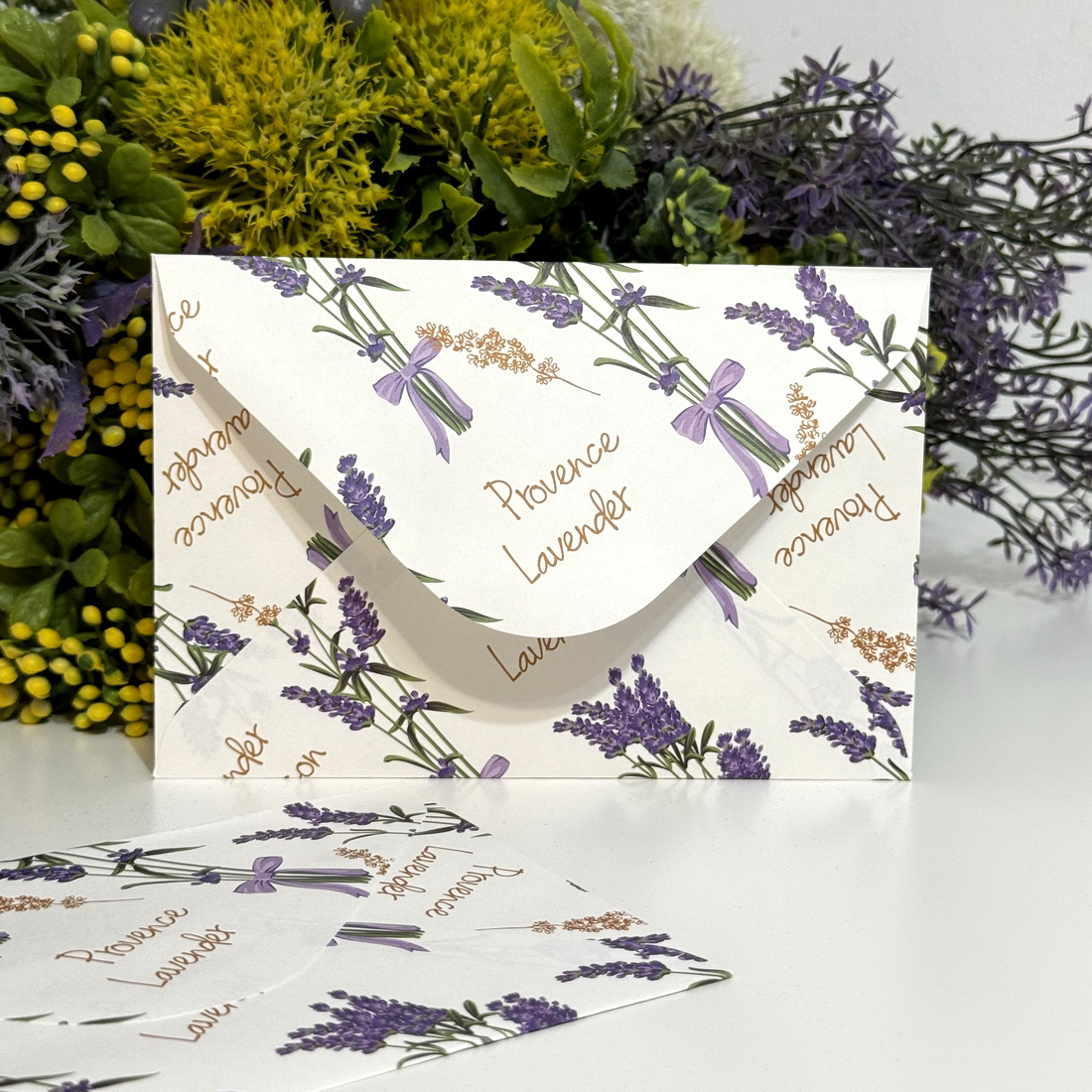 Set 10 plicuri hartie imprimeu lavanda 16 cm x 11 cm [1]