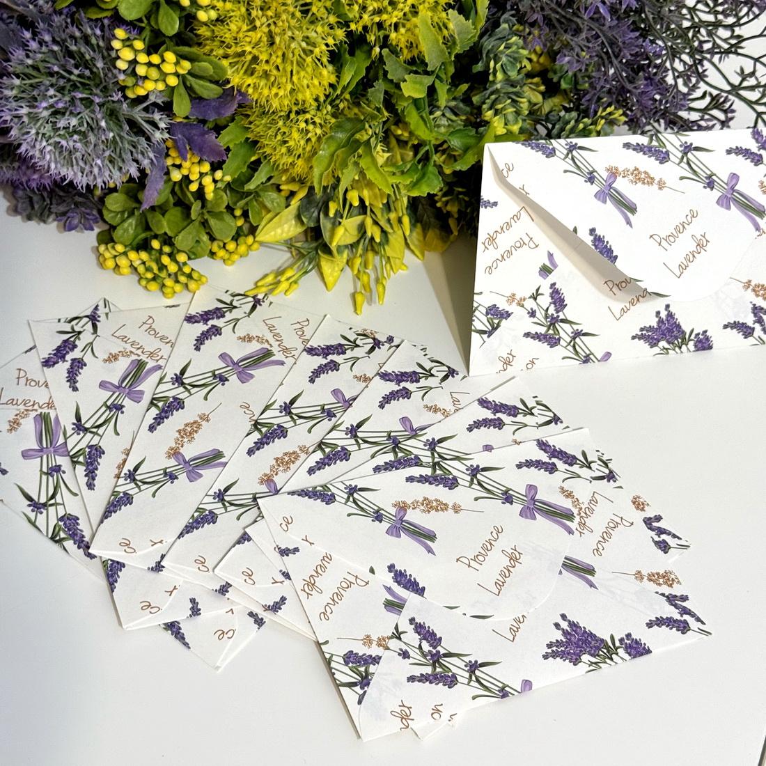 Set 10 plicuri hartie imprimeu lavanda 16 cm x 11 cm [6]