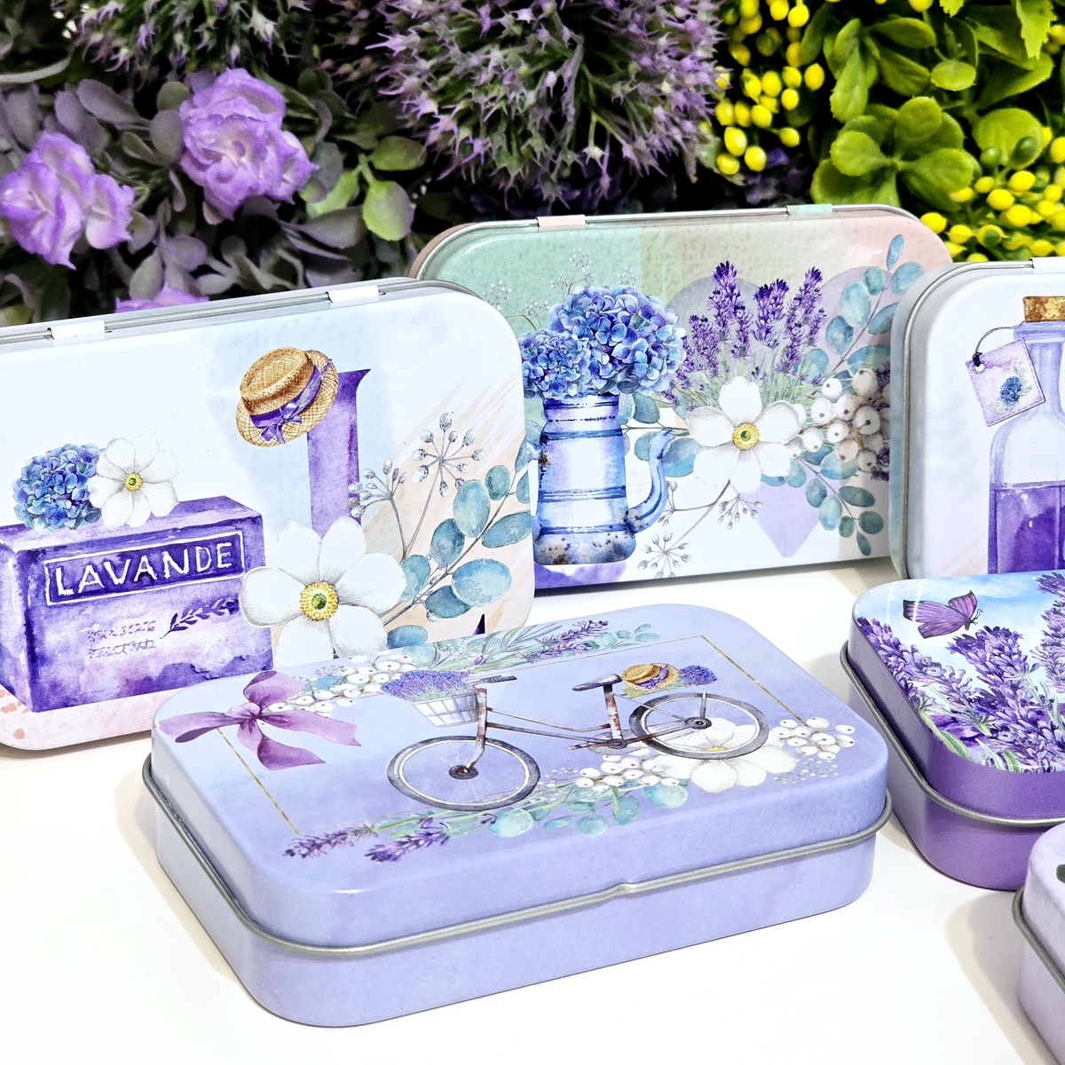Cutie cadou dreptunghiulara din metal model lavanda 2 [7]