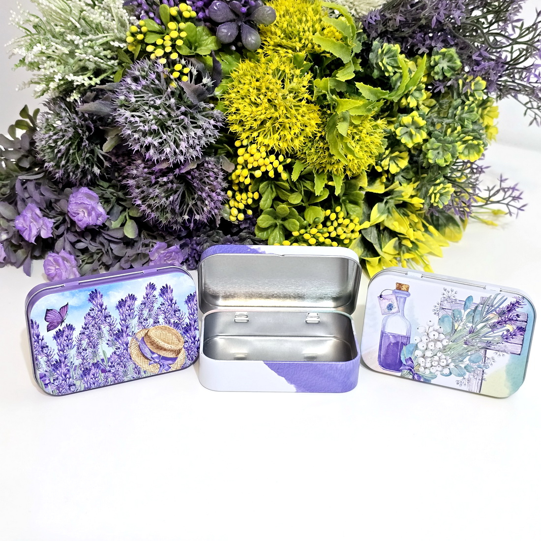 Cutie cadou dreptunghiulara din metal model lavanda 2 [4]