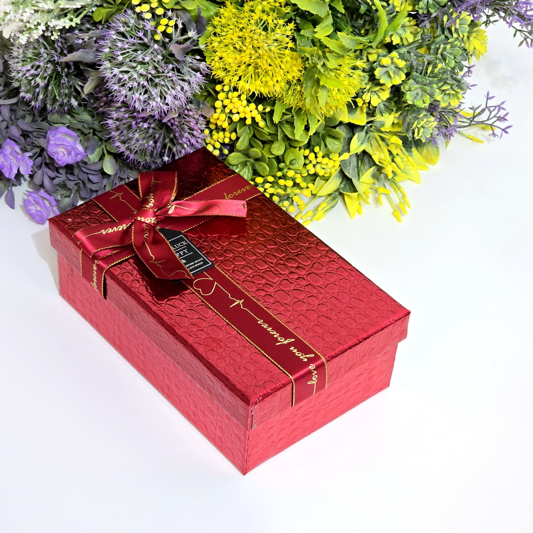 Cutie din carton rosu cu funda 23cm x 16cm x 10cm [3]