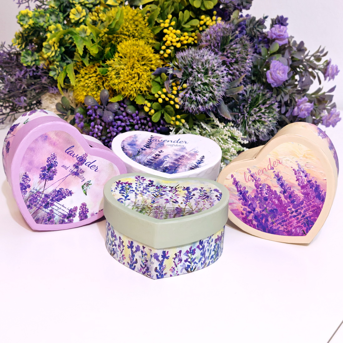 Cutie din carton inima model lavanda 11cm x 9cm x 5cm [6]