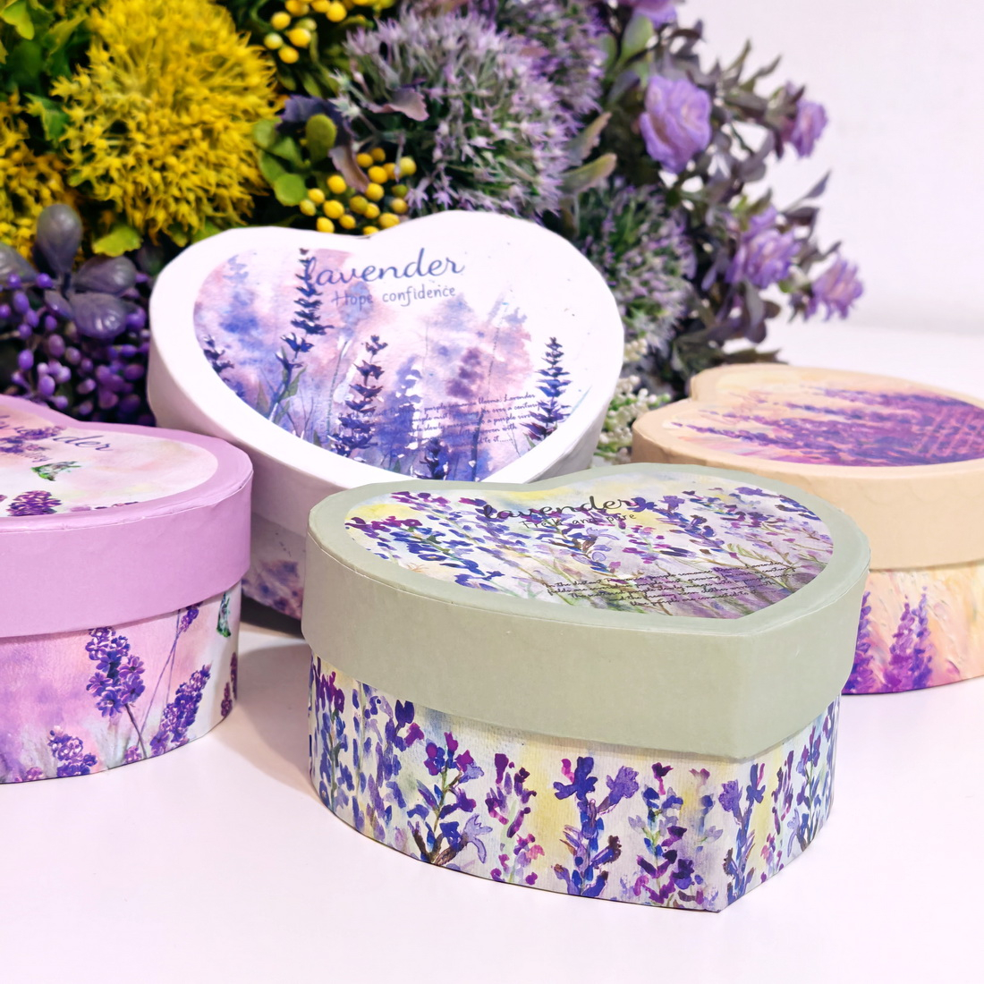 Cutie din carton inima model lavanda 11cm x 9cm x 5cm [4]