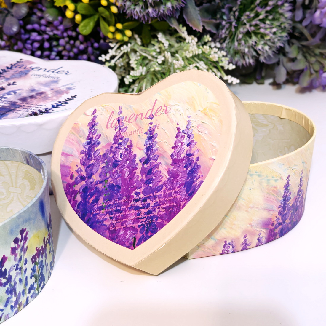 Cutie din carton inima model lavanda 11cm x 9cm x 5cm [7]