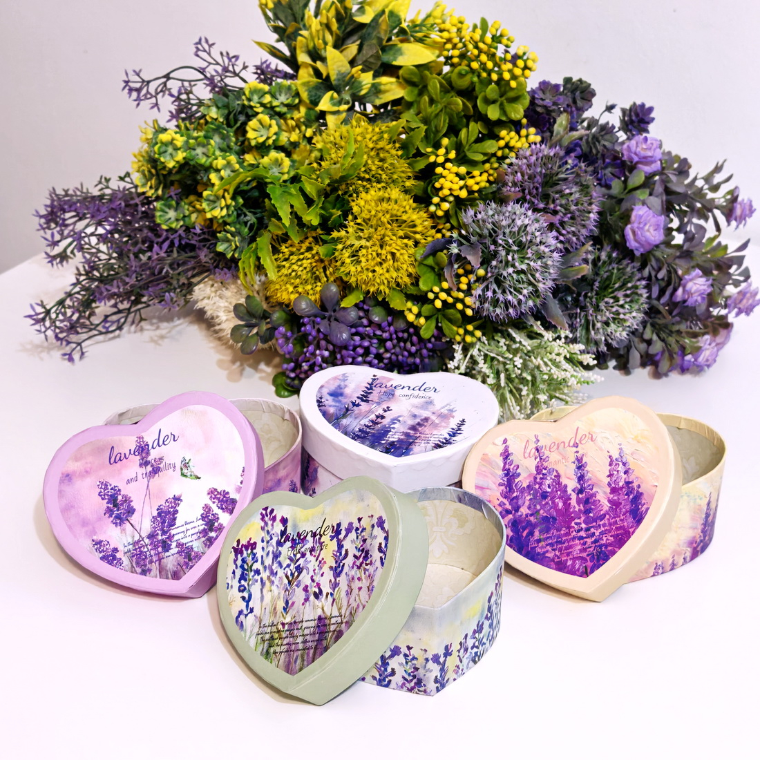 Cutie din carton inima model lavanda 11cm x 9cm x 5cm [3]