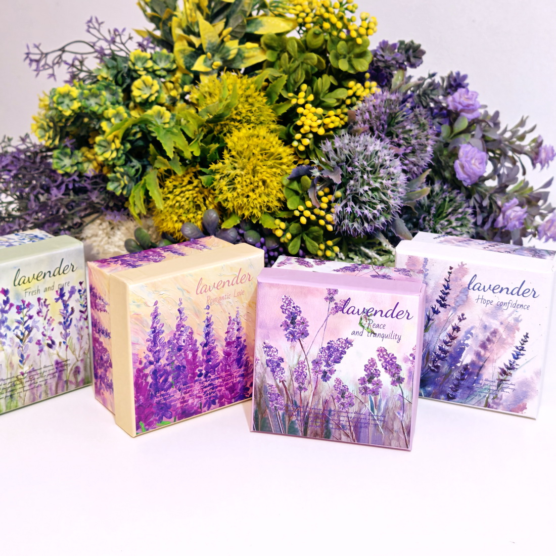 Cutie din carton dreptunghiulara model lavanda 9cm x 9cm x 5cm [5]