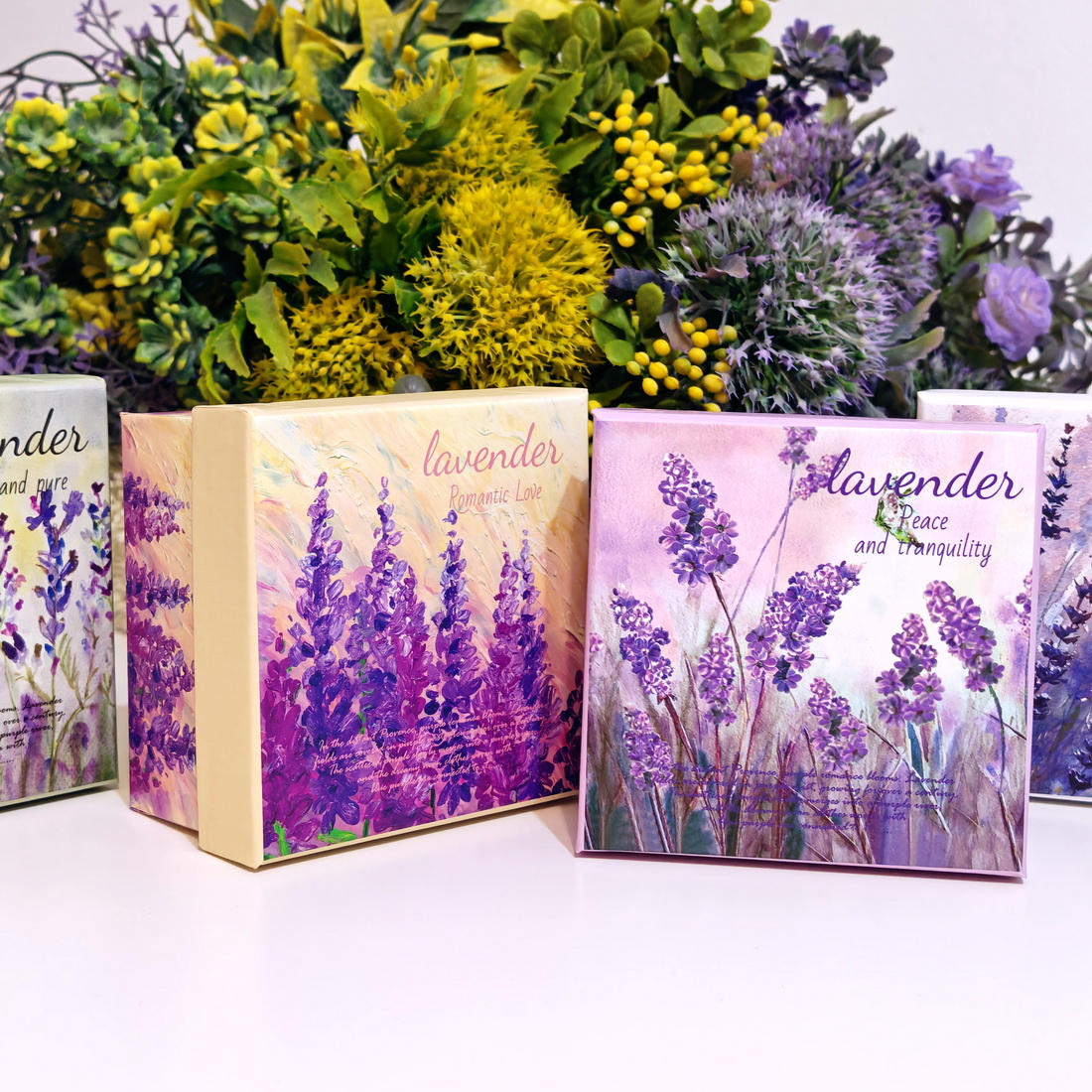 Cutie din carton dreptunghiulara model lavanda 9cm x 9cm x 5cm [3]